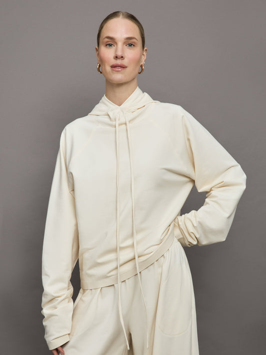 Carbon38 Oversized Raglan Sleeve Hooded Top - Cream