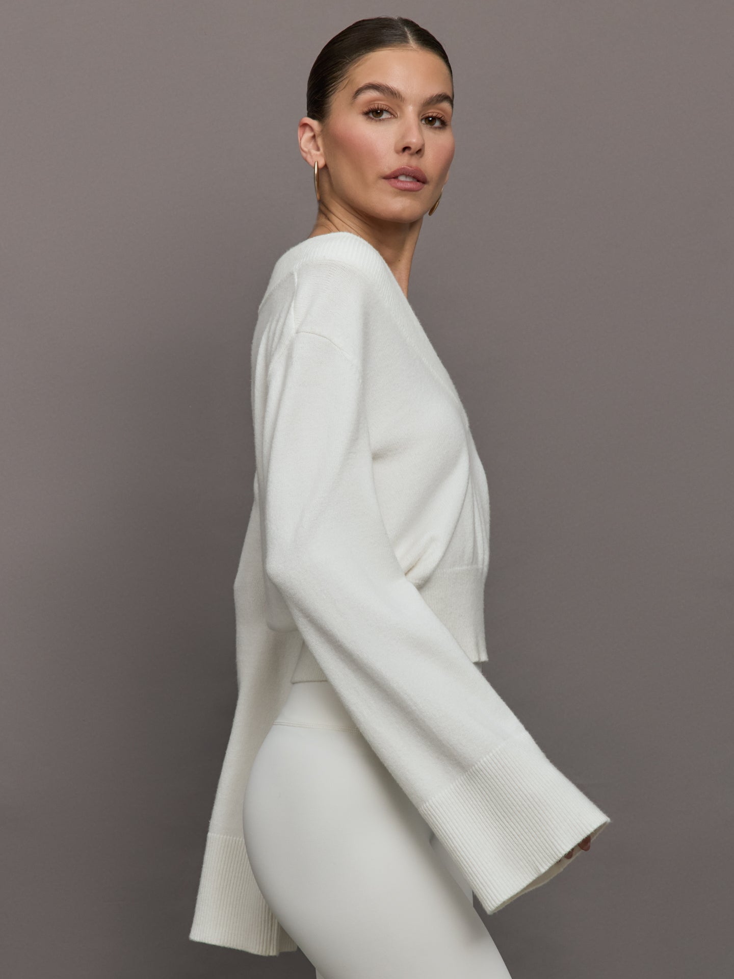Carbon38 Bell Sleeve Off Shoulder Sweater - Cloud Dancer