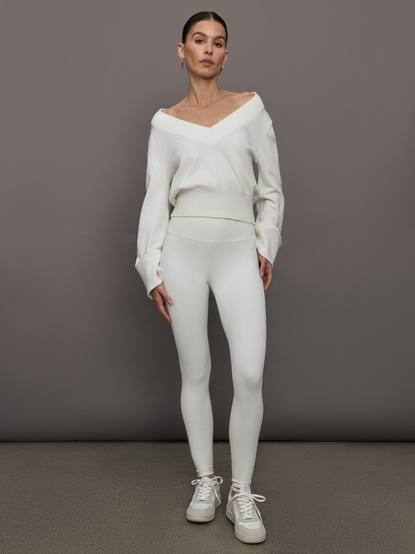 Carbon38 Bell Sleeve Off Shoulder Sweater - Cloud Dancer