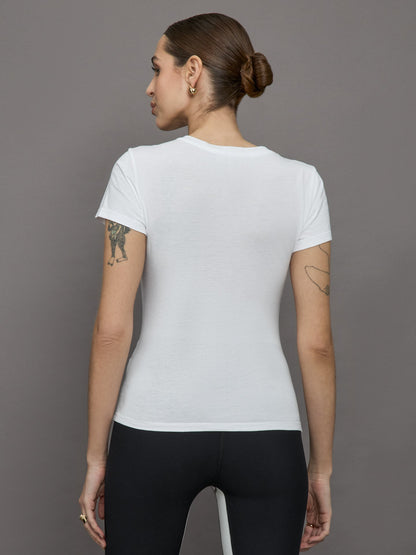 Carbon38 Short Sleeve Ruched Front Tee - White