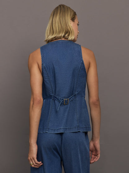 Carbon38 Chambray Vest - Medium Wash