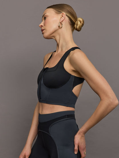 Carbon38 aSMC Two-Tone Zipped Crop - Black/Carbon