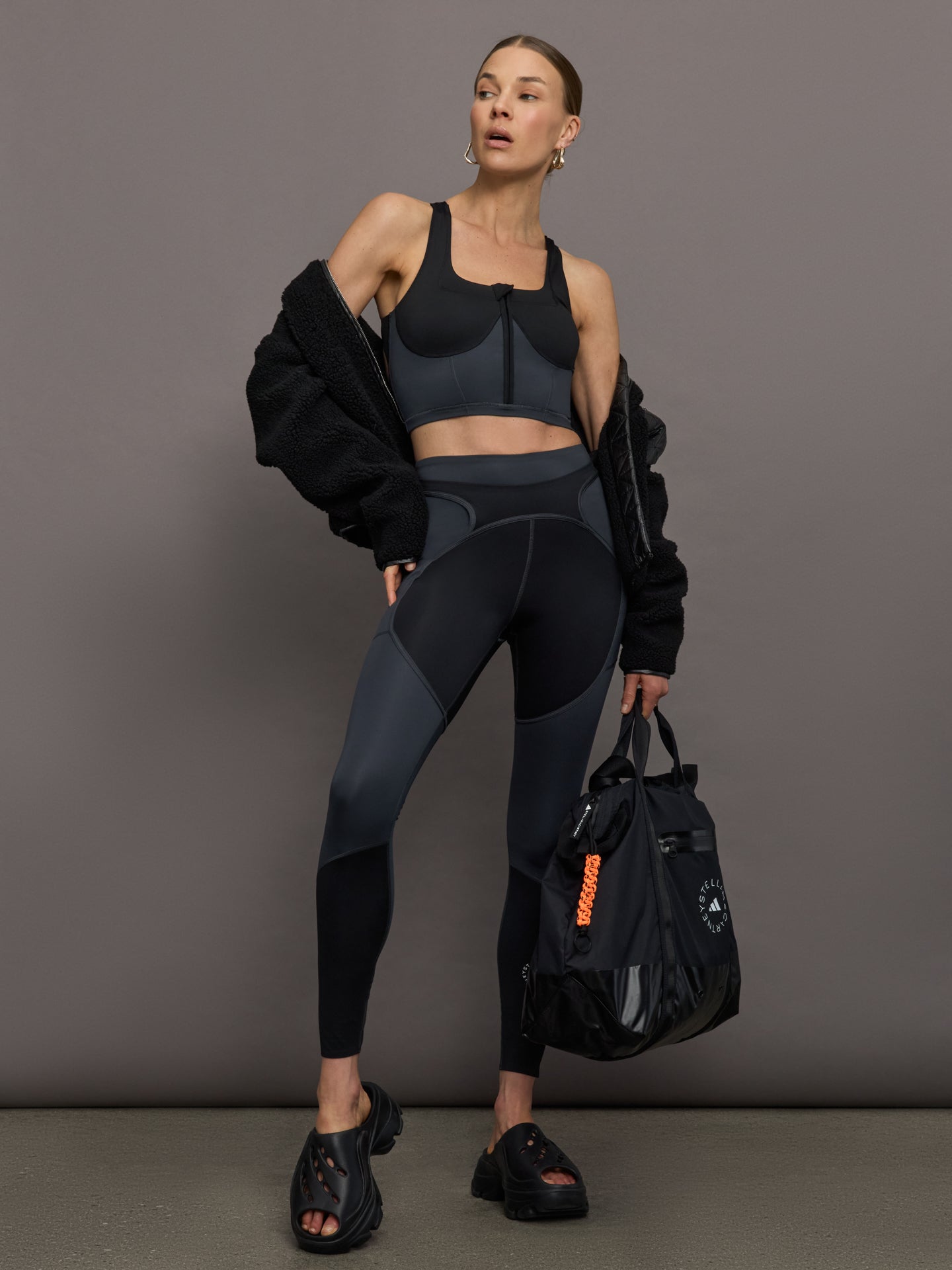 Carbon38 aSMC Two-Tone Zipped Crop - Black/Carbon
