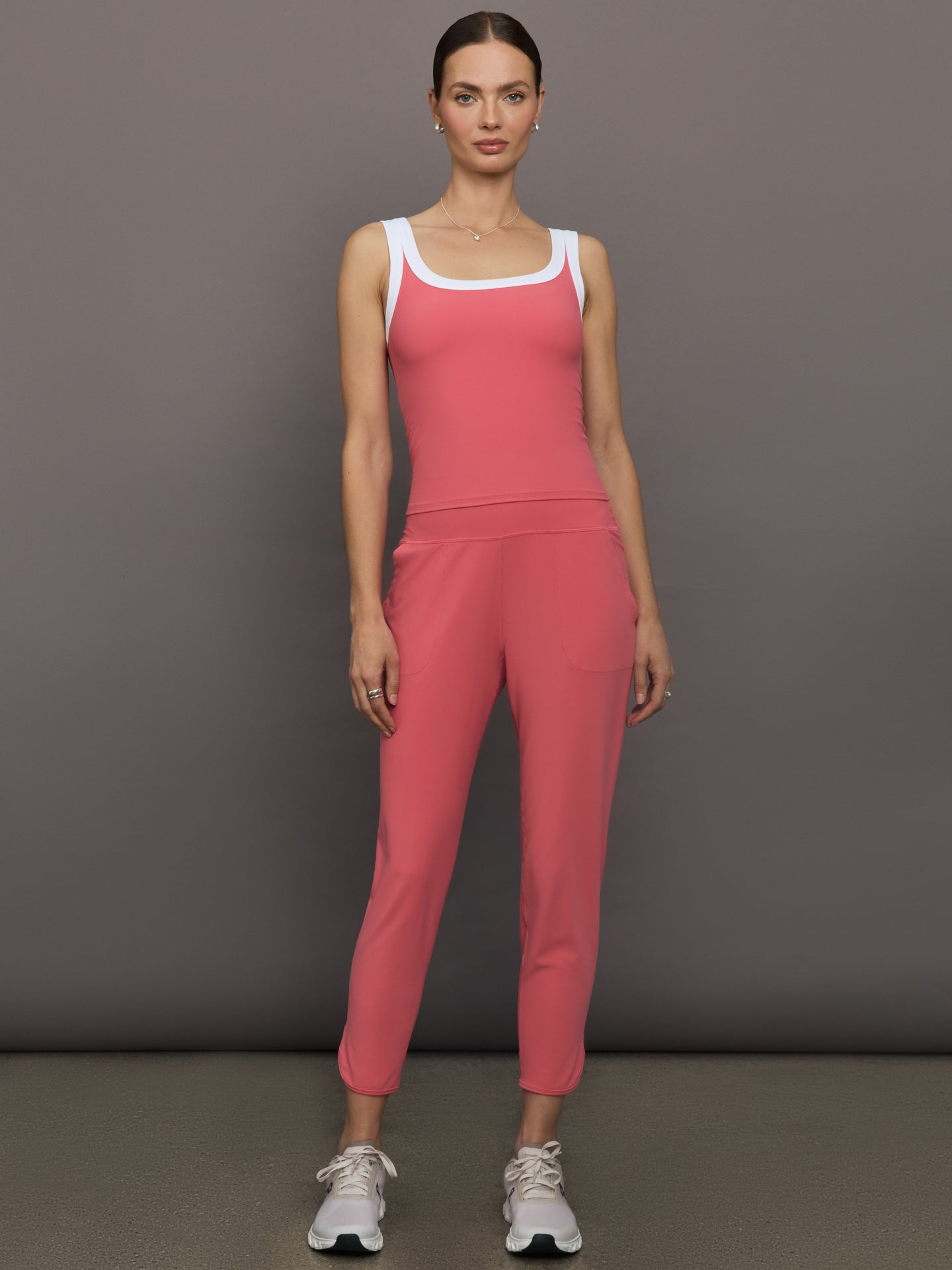 Carbon38 Colorblock Scoop Tank in Melt - Rosewood / White