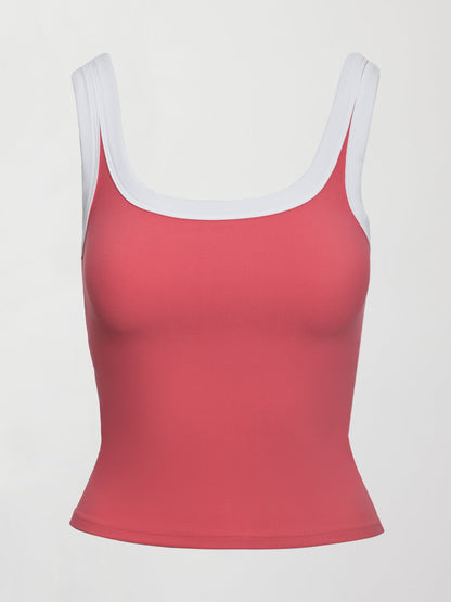 Carbon38 Colorblock Scoop Tank in Melt - Rosewood / White