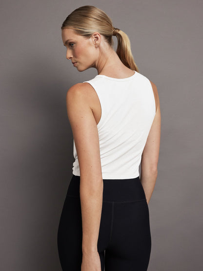 Carbon38 Front Twist Tank - White