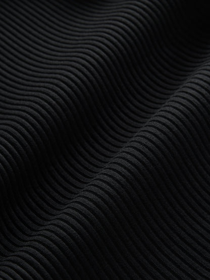 Carbon38 Long Sleeve Ruched Top in Ribbed Jersey - Black