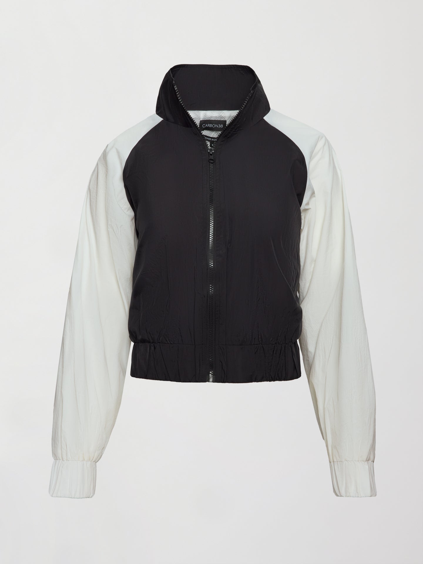 Carbon38 Colorblock Windbreaker - Black / Cloud Dancer
