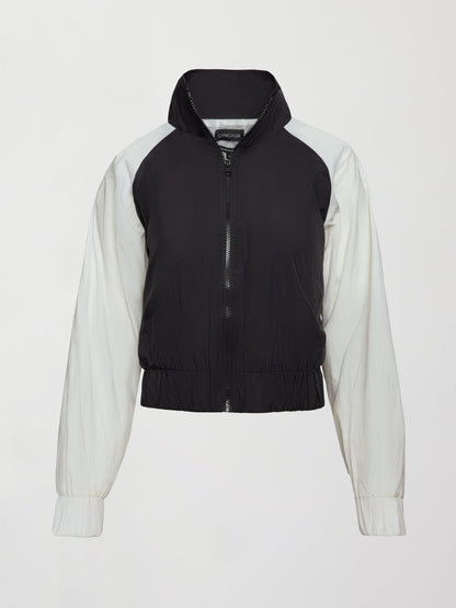 Carbon38 Colorblock Windbreaker - Black / Cloud Dancer