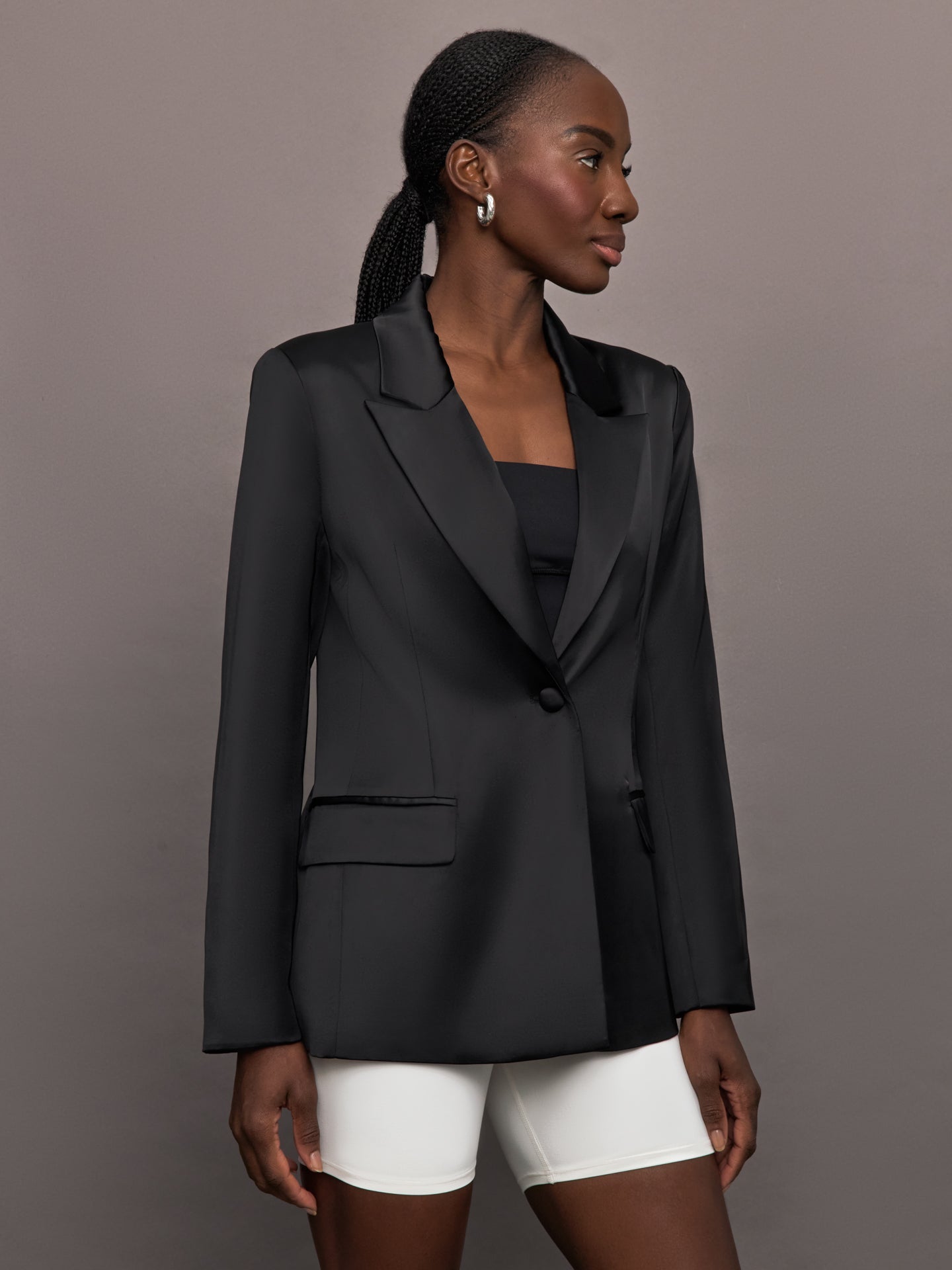 Carbon38 Satin Blazer - Black