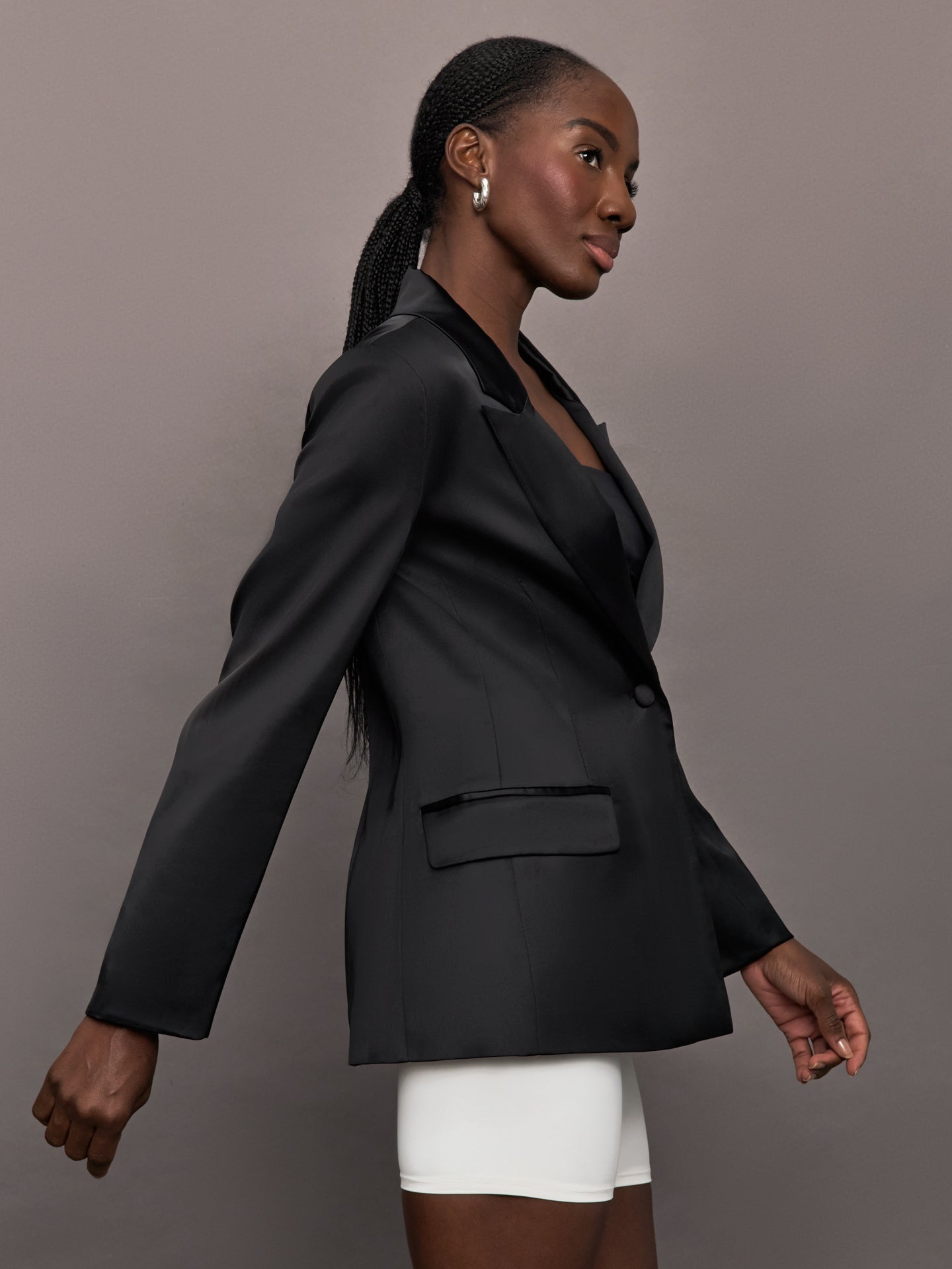 Carbon38 Satin Blazer - Black