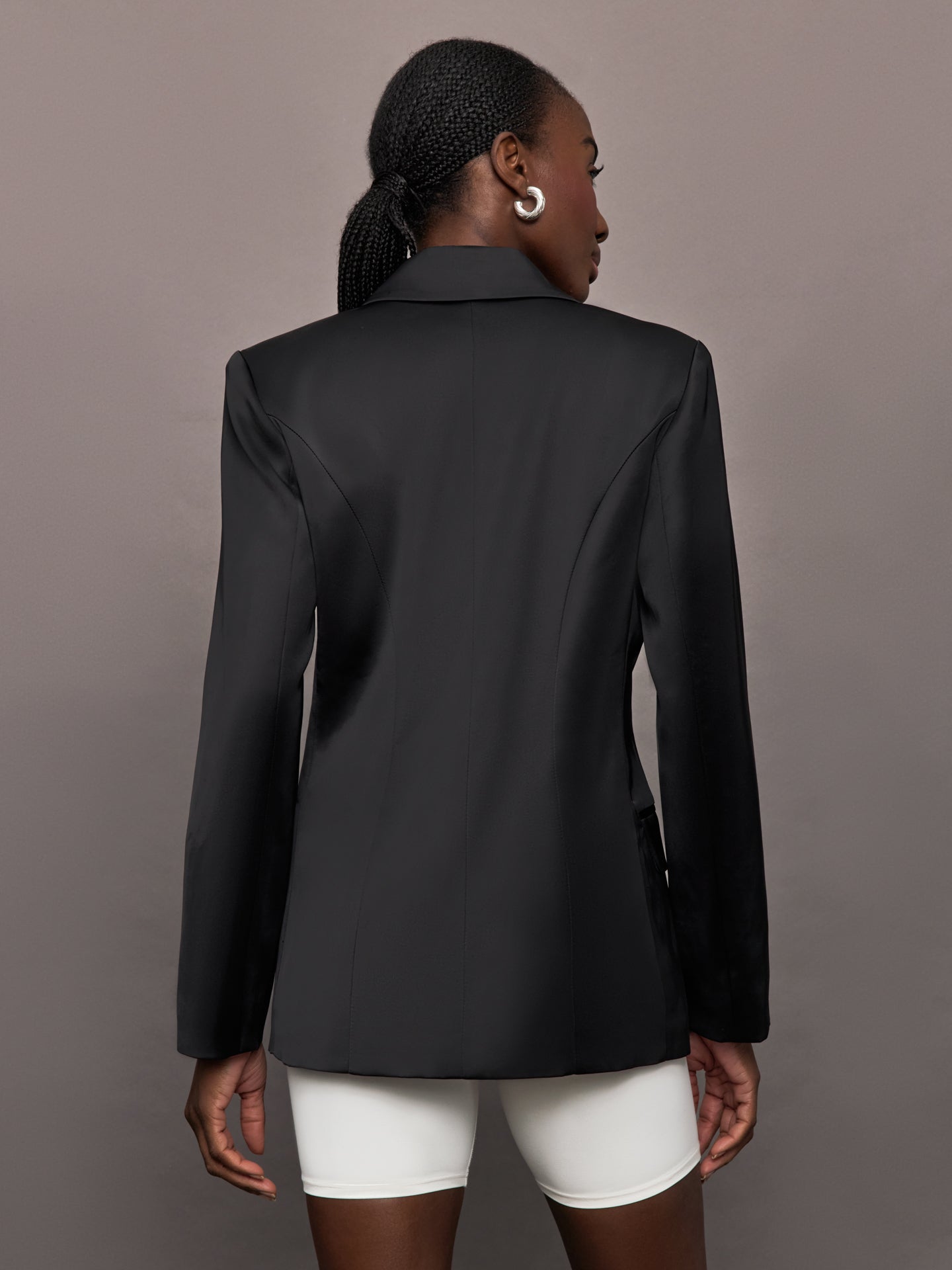 Carbon38 Satin Blazer - Black