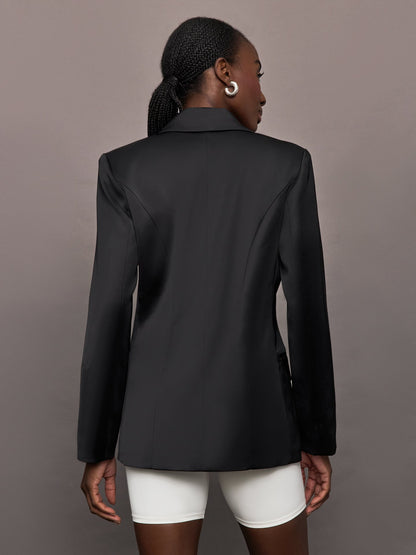 Carbon38 Satin Blazer - Black