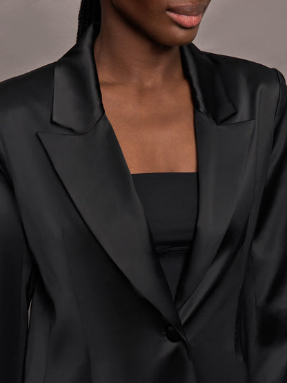 Carbon38 Satin Blazer - Black