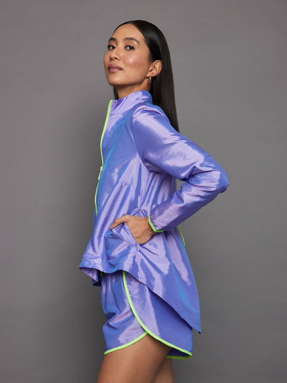 Carbon38 Iridescent Nylon Jacket - Sweet Lavender/ Acid Lime