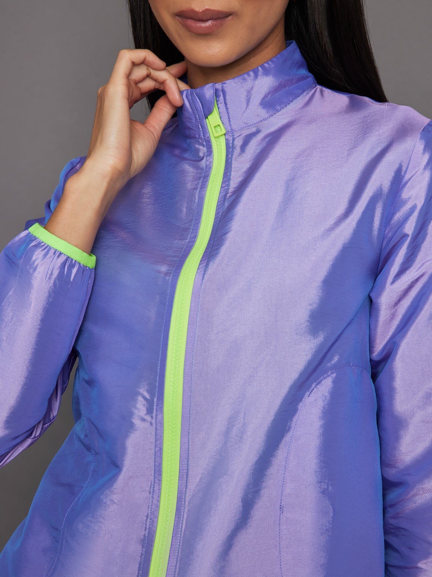 Carbon38 Iridescent Nylon Jacket - Sweet Lavender/ Acid Lime