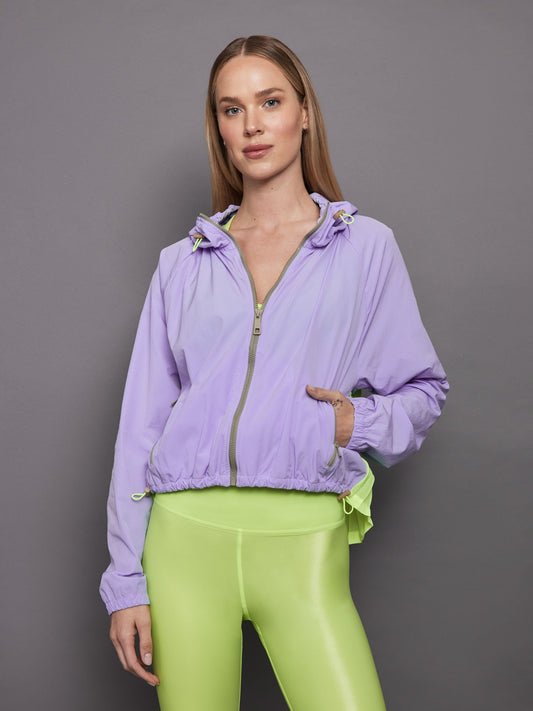 Carbon38 Pleated Back Running Jacket - Sweet Lavender / Acid Lime