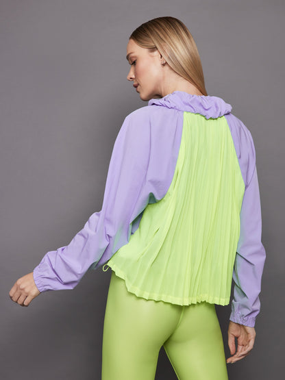 Carbon38 Pleated Back Running Jacket - Sweet Lavender / Acid Lime