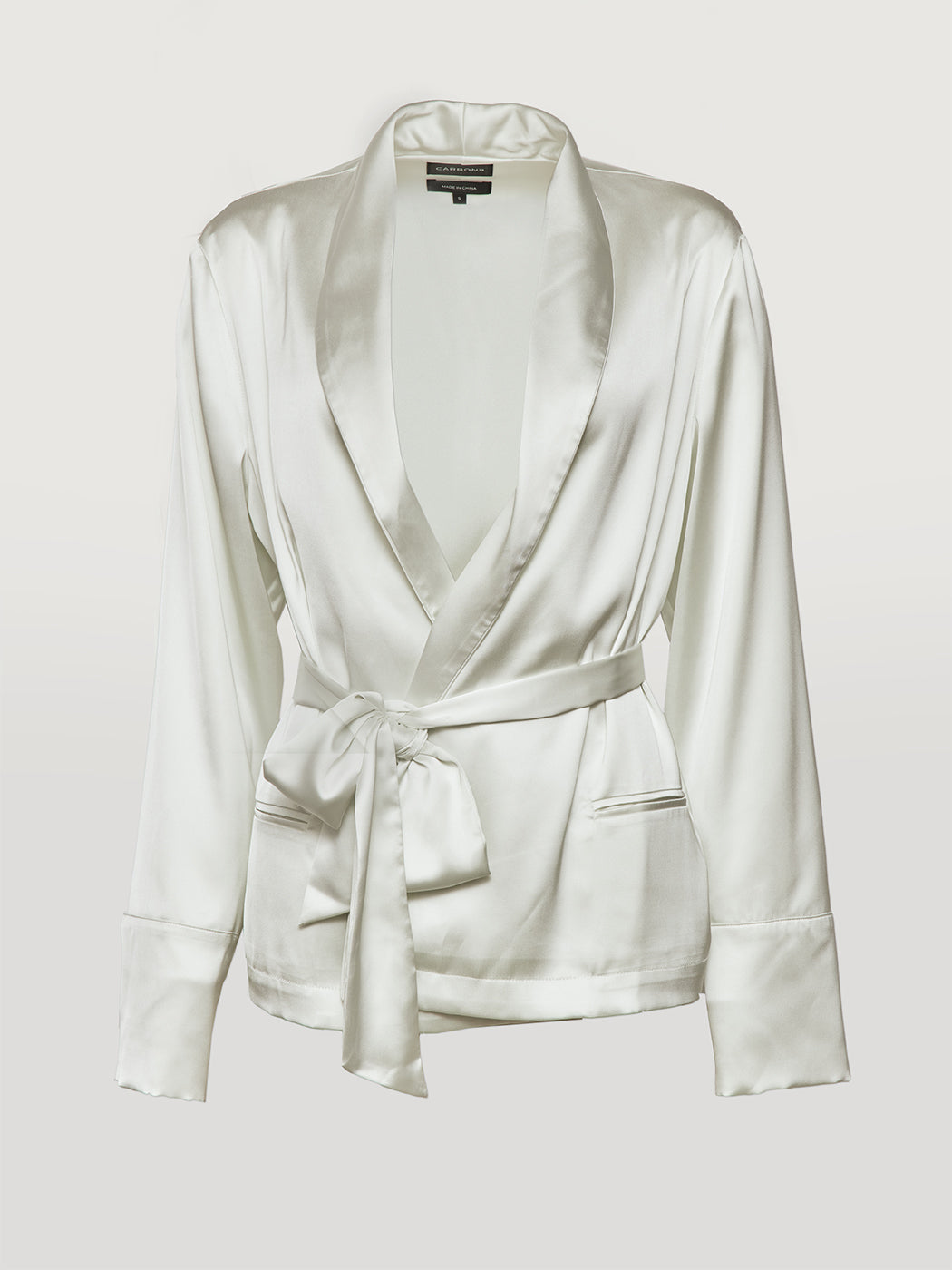 Carbon38 Satin Smoking Jacket - Ivory