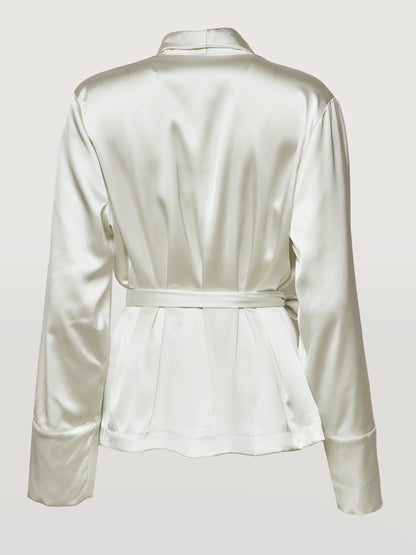Carbon38 Satin Smoking Jacket - Ivory