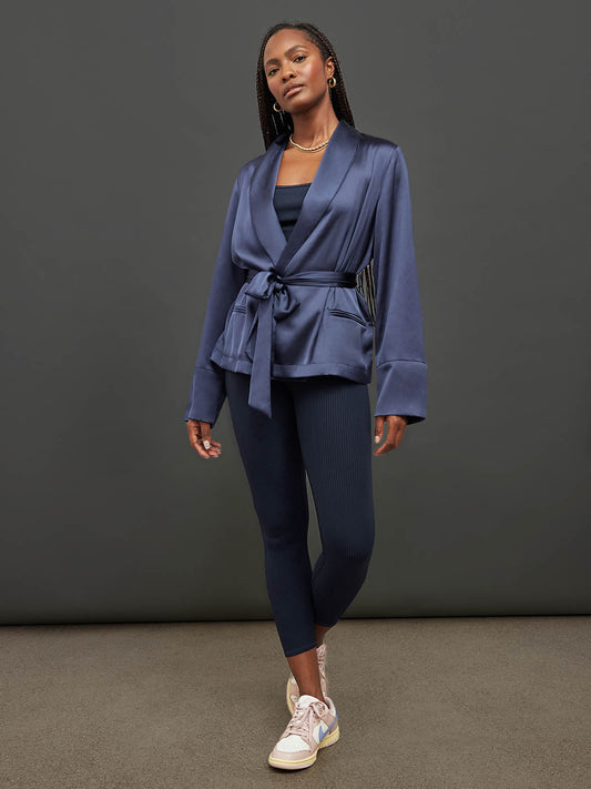 Carbon38 Satin Smoking Jacket - Evening Blue