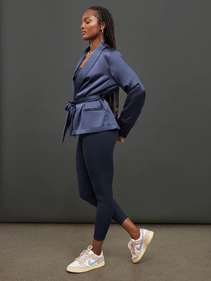 Carbon38 Satin Smoking Jacket - Evening Blue