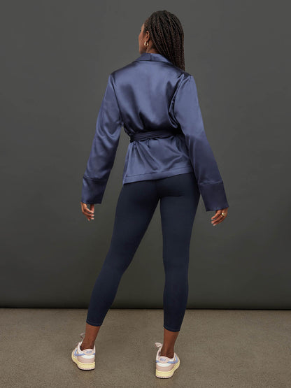Carbon38 Satin Smoking Jacket - Evening Blue