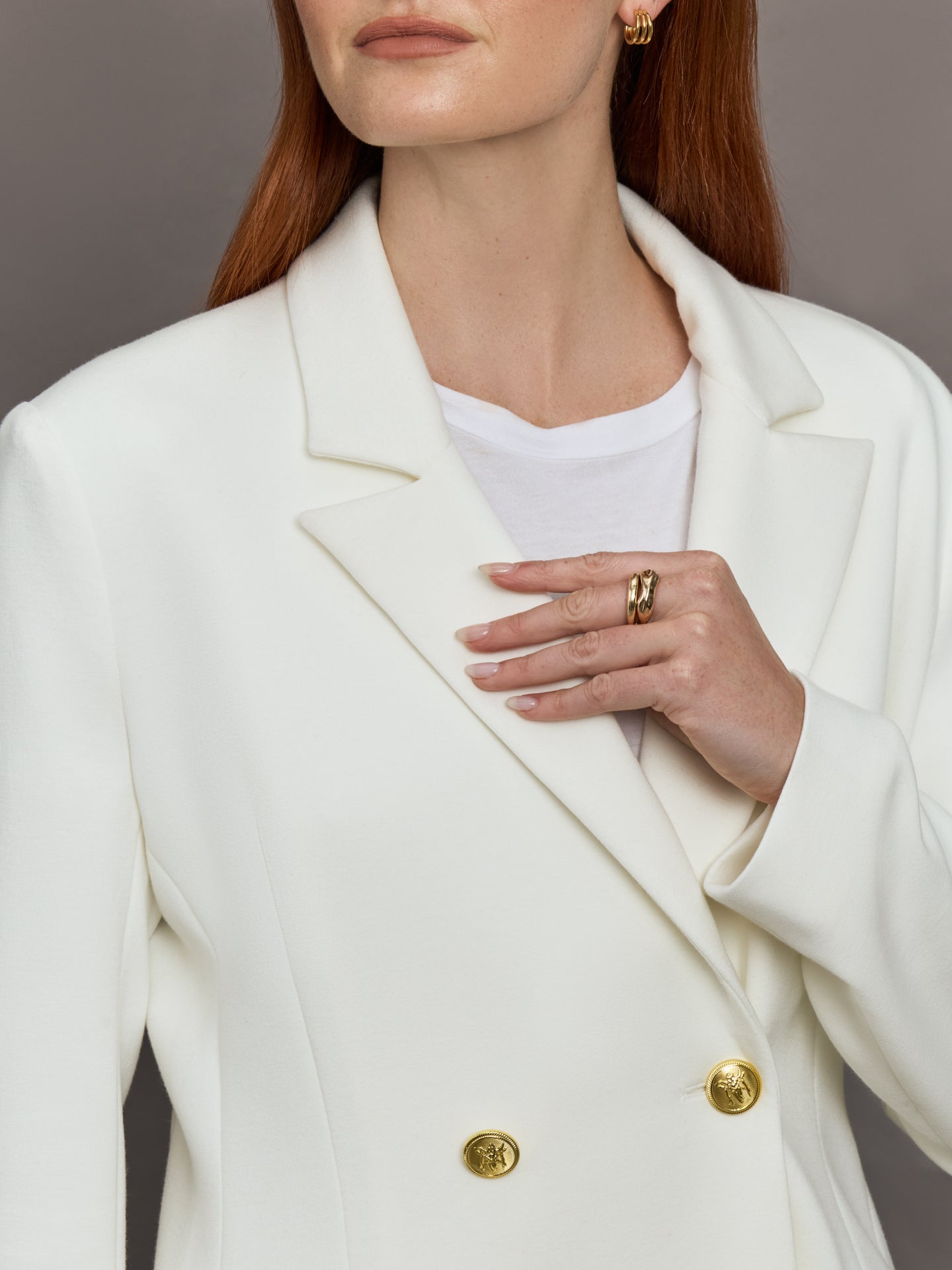 Carbon38 Double Breasted Blazer in Scuba - White