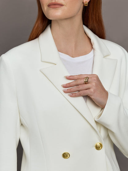Carbon38 Double Breasted Blazer in Scuba - White