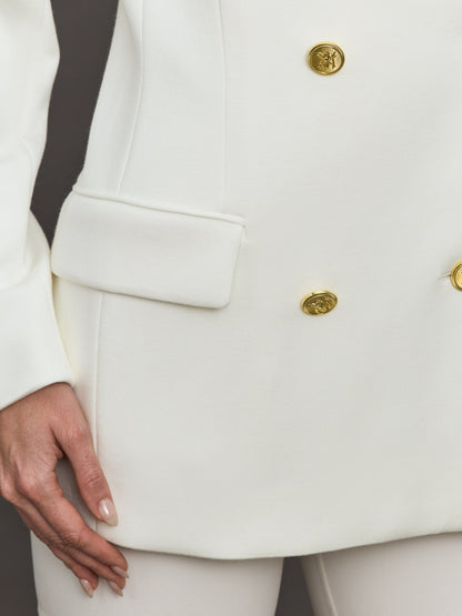 Carbon38 Double Breasted Blazer in Scuba - White