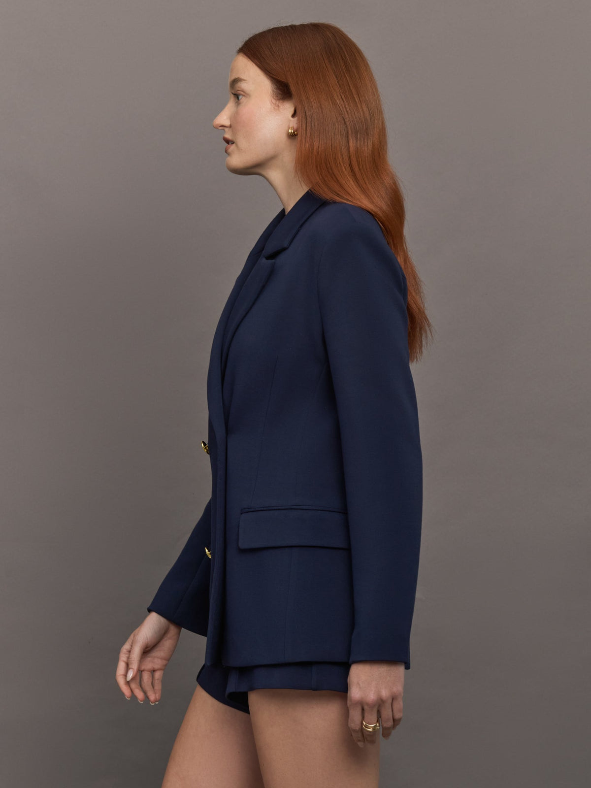 Carbon38 Double Breasted Blazer in Scuba - Navy