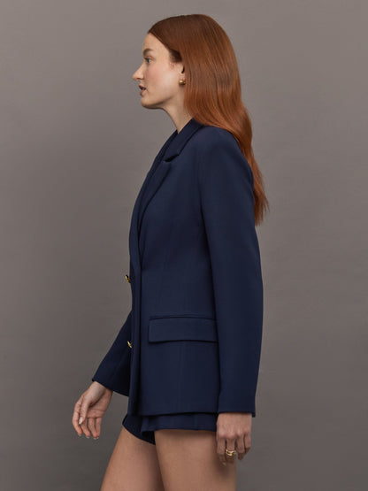 Carbon38 Double Breasted Blazer in Scuba - Navy
