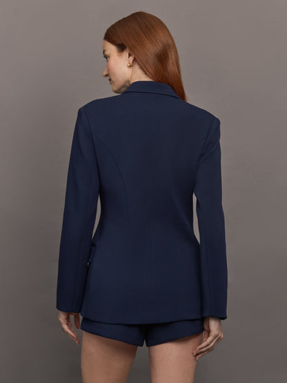 Carbon38 Double Breasted Blazer in Scuba - Navy