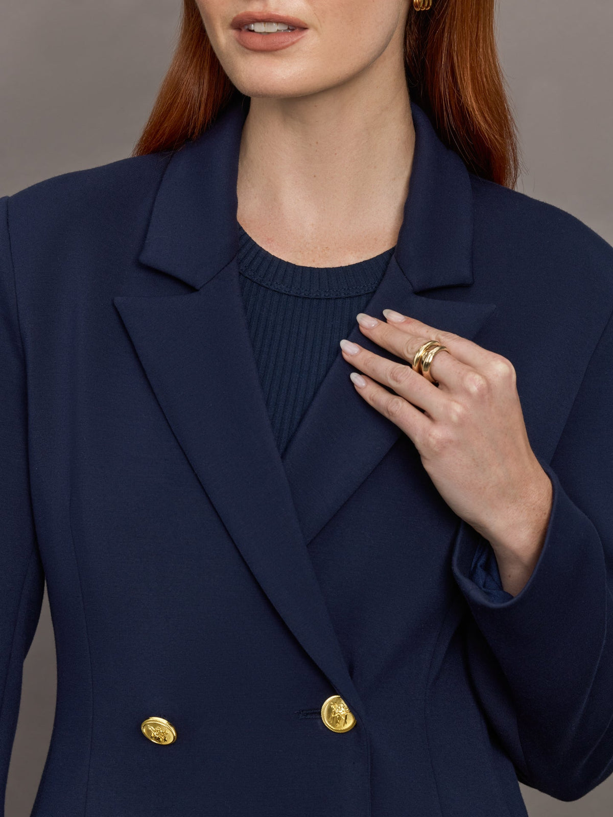 Carbon38 Double Breasted Blazer in Scuba - Navy