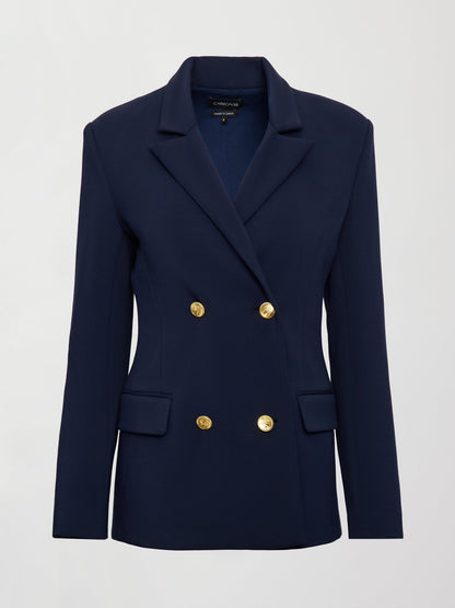 Carbon38 Double Breasted Blazer in Scuba - Navy