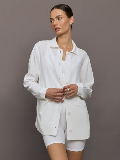 Carbon38 Linen Shirt Jacket - White