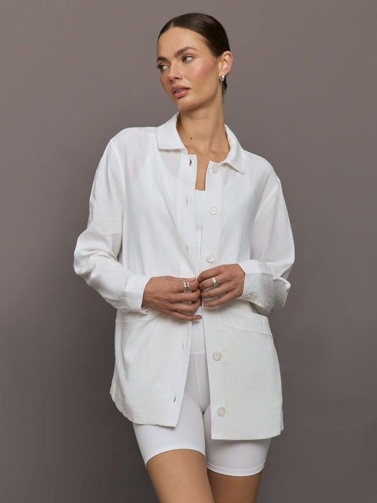 Carbon38 Linen Shirt Jacket - White