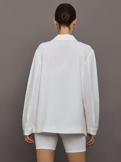 Carbon38 Linen Shirt Jacket - White