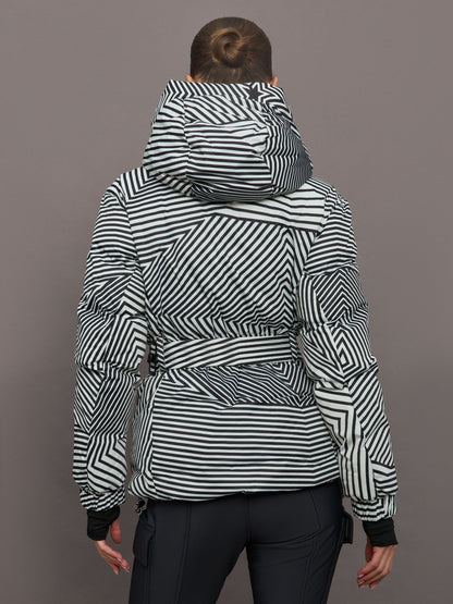 Carbon38 Candice Ski Parka - Warped Star Print Black/Snow White