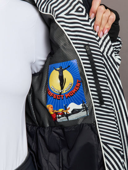 Carbon38 Candice Ski Parka - Warped Star Print Black/Snow White