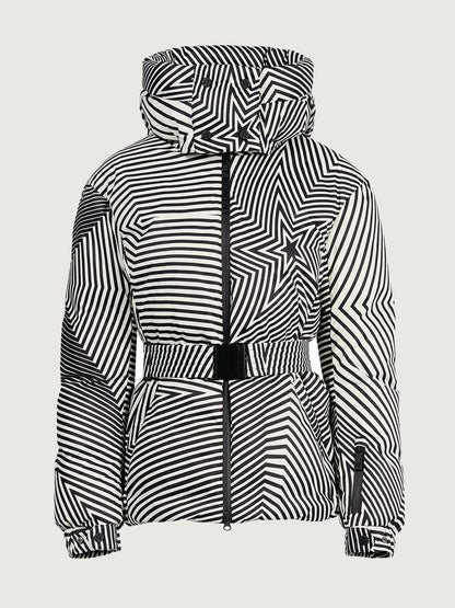 Carbon38 Candice Ski Parka - Warped Star Print Black/Snow White