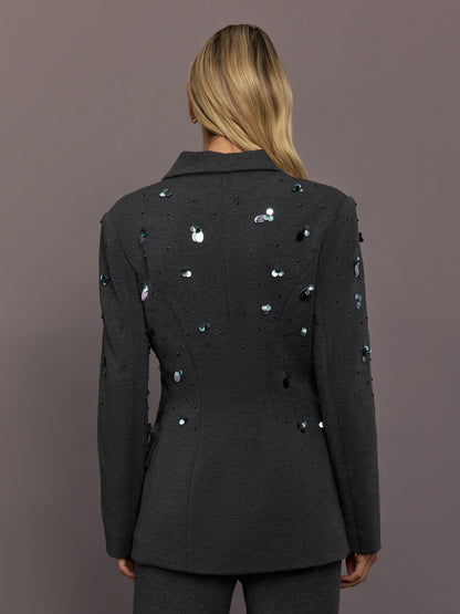 Carbon38 Embellished Scuba Blazer - Charcoal