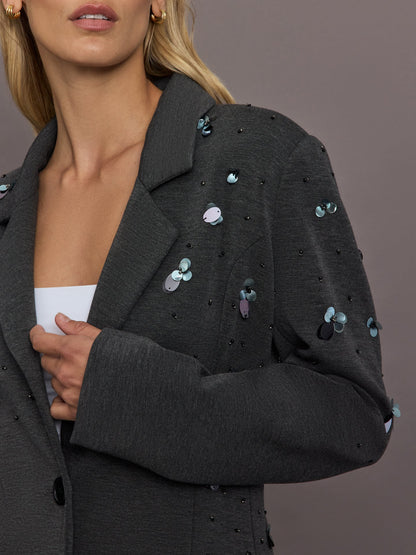 Carbon38 Embellished Scuba Blazer - Charcoal