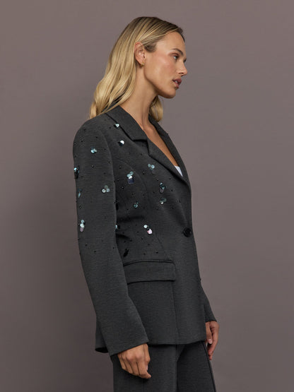 Carbon38 Embellished Scuba Blazer - Charcoal