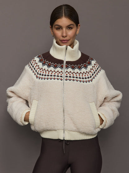 Carbon38 Fairisle Sherpa Jacket - Natural