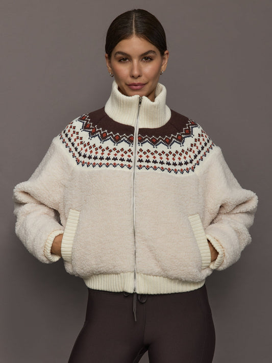 Carbon38 Fairisle Sherpa Jacket - Natural
