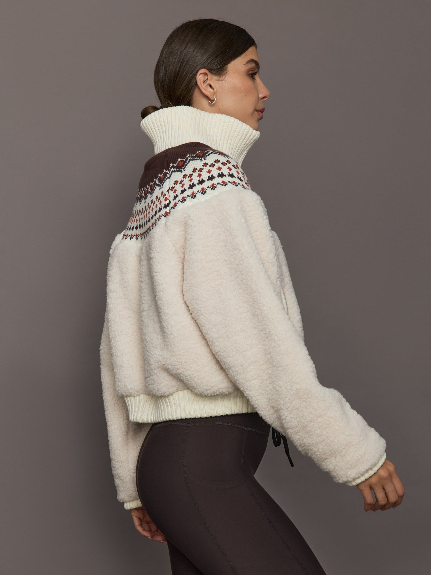 Carbon38 Fairisle Sherpa Jacket - Natural