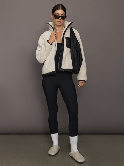 Carbon38 Faux Leather Sherpa Jacket - Natural