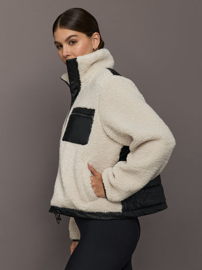 Carbon38 Faux Leather Sherpa Jacket - Natural