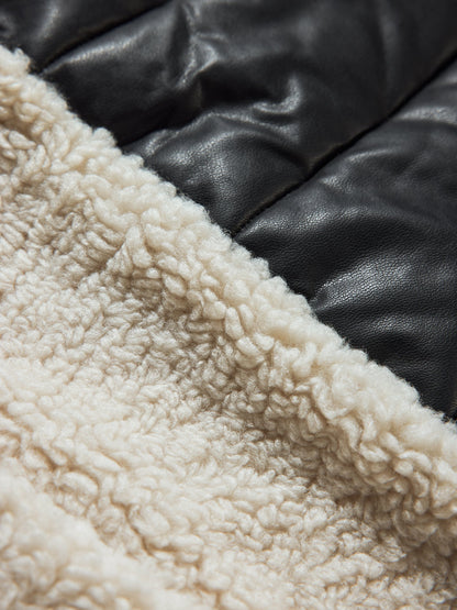 Carbon38 Faux Leather Sherpa Jacket - Natural